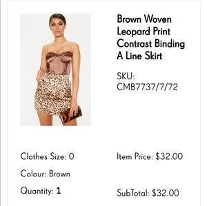 PLT Brown Leopard A Line Skirt